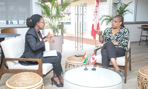 Myriam Montrat (right), Canadian High Commissioner to Ghana, in a chat with Augustina Tawiah. Picture: DOUGLAS ANANE-FRIMPONG Myriam Montrat (right), Canadian High Commissioner to Ghana, in a chat with Augustina Tawiah. Picture: DOUGLAS ANANE-FRIMPONG