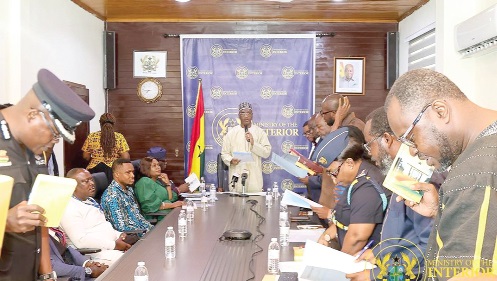 Mohammed Mubarak Muntaka (arrowed), Minister for the Interior, swearing in the newly inaugurated governing board of the Gaming Commission of Ghana Mohammed Mubarak Muntaka (arrowed), Minister for the Interior, swearing in the newly inaugurated governing board of the Gaming Commission of Ghana