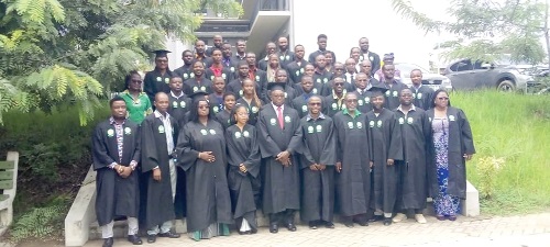 The first cohort of postgraduate students and the administrators of the University of Environment and Sustainable Development 