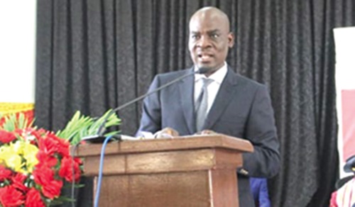 Haruna Iddrisu (inset), Minister of Education, addressing the congregation in Navrongo