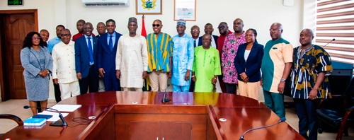 Haruna Iddrisu and Clement Apaak (5th and 6th from left)), Education Minister and Deputy Education Minister respectively, and members of the Board after the inauguration