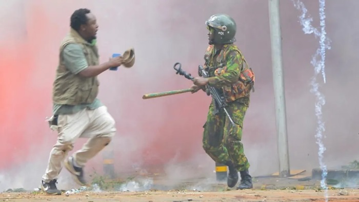 Police fired tear gas and water canons to break up protests