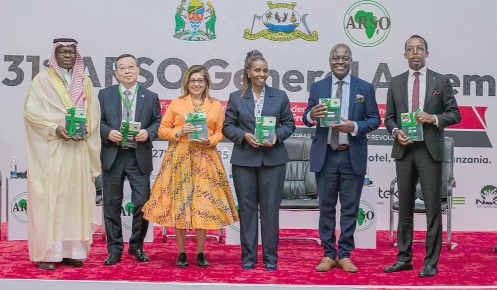 Prof. Alex Dodoo, President, African Organisation for Standardisation (ARSO) and other executive members displaying the 7 publications