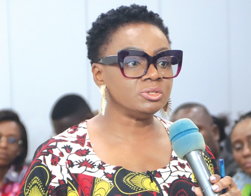 Inset: Dr Shirley Owusu-Ofori, Chief Executive, National Blood Service,  speaking to participants in the meeting. Picture: ELVIS NII NOI DOWUONA