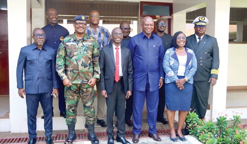 Joseph Bukari Nikpe (4th from left), Minister for Transport, with Johnson Asiedu Nketiah (3rd from left), Board Chairman, Ghana Ports and Habour Authority; Prof. Ransford Gyampo (left), acting Chief Executive Officer, Ghana Shippers Authority, and other board members after the inauguration. Picture: ELVIS NII NOI DOWUONA 