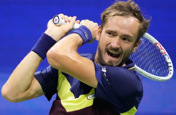 Daniil Medvedev took his frustration out on his racquet following his early exit Daniil Medvedev took his frustration out on his racquet following his early exit