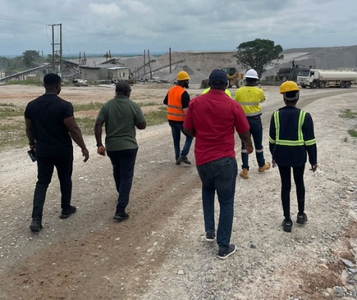 The team from MIIF being taken on a tour of one of the quarry sites in Accra MIIF intensifies royalties collections — Begins nationwide tour of quarry, salt mines