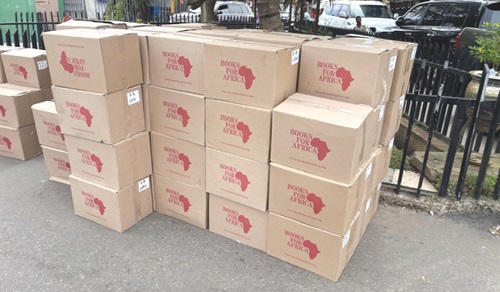 Boxes of books that were donated to basic schools in Akuapem South District by the foundation Boxes of books that were donated to basic schools in Akuapem South District by the foundation