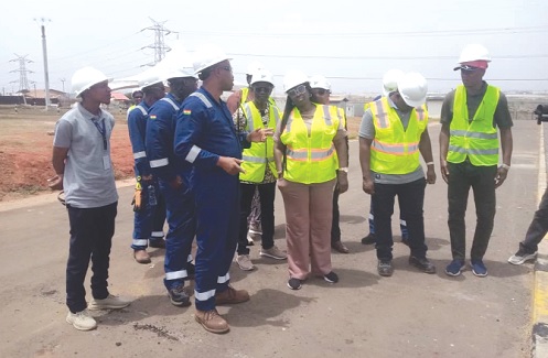 Samuel Buckman (3rd from left), Operations Coordinator, WAPCo Tema Regulating and Metering Station, explaining the pigging process to Chafari Kanya Hanawa (3rd from right), Director-General of the West African Gas Pipeline Authority, and her team during the visit Samuel Buckman (3rd from left), Operations Coordinator, WAPCo Tema Regulating and Metering Station, explaining the pigging process to Chafari Kanya Hanawa (3rd from right), Director-General of the West African Gas Pipeline Authority, and her team during the visit