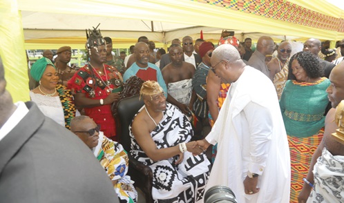 President John Dramani Mahama exchanging remarks  with King Tackie Teiko Tsuru II, Ga Mantse, after the celebrations
