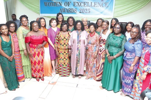 Prof. Naana Jane Opoku-Agyemang (arrowed), Vice President, with Norma Ang (6th from left), Ambassador of Mexico, and the winners of the 10th Ghana Women of Excellence Award. Picture: ELVIS NII NOI DOWUONA Prof. Naana Jane Opoku-Agyemang (arrowed), Vice President, with Norma Ang (6th from left), Ambassador of Mexico, and the winners of the 10th Ghana Women of Excellence Award. Picture: ELVIS NII NOI DOWUONA