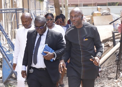 Dr Isaac Koranteng (right), Head of the Department of Obstetrics and Gynaecology, KBTH, explaining a point to Dr Frank Owusu Sekyere (left), acting Chief Executive Officer of the KBTH, during the tour of the project sites. Picture: EDNA SALVO KOTEY Dr Isaac Koranteng (right), Head of the Department of Obstetrics and Gynaecology, KBTH, explaining a point to Dr Frank Owusu Sekyere (left), acting Chief Executive Officer of the KBTH, during the tour of the project sites. Picture: EDNA SALVO KOTEY
