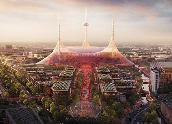 Man United plan to build a stunning, 100,000-capacity new Old Trafford under a vast umbrella Man United plan to build a stunning, 100,000-capacity new Old Trafford under a vast umbrella