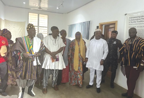  Charles Lwanga Puozuing (3rd from right), Upper West Regional Minister, and some of the dignitaries touring the centre