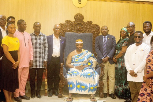 Nii Tackie Teiko Tsuru II (seated), Ga Mantse, with some management  and staff of the Ghana Institute of Architects