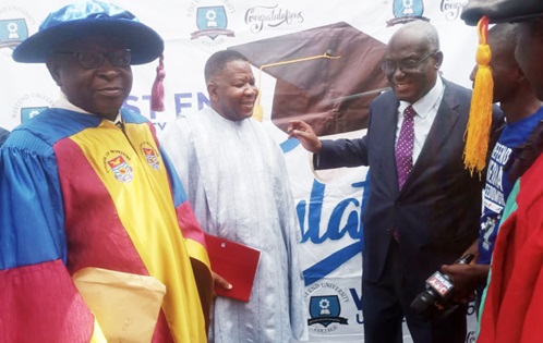 Edmond Moukala (2nd from left), UNESCO Country Director in Ghana, interacting with Joe Adjekum Mensah (2nd from right), Chancellor and Founder of West End University College. With them is Prof. Samuel Awuah Nyamekye (right) Edmond Moukala (2nd from left), UNESCO Country Director in Ghana, interacting with Joe Adjekum Mensah (2nd from right), Chancellor and Founder of West End University College. With them is Prof. Samuel Awuah Nyamekye (right)