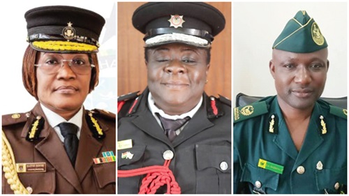 Patience Baffoe-Bonnie — Director-General of the Ghana Prisons Service, Mawusi Ntow-Sapong — Chief Fire Officer, Samuel Basentale Amadu — Comptroller-General of the Ghana Immigration Service Patience Baffoe-Bonnie — Director-General of the Ghana Prisons Service, Mawusi Ntow-Sapong — Chief Fire Officer, Samuel Basentale Amadu — Comptroller-General of the Ghana Immigration Service