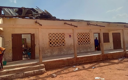 The current state of the Dua Yikine Basic School after the rainstorm.