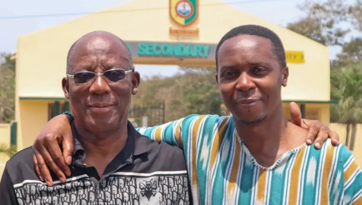 Wilberforce says he is grateful to his Uncle Jojo - both seen here recently outside Tema Secondary School - for sticking by him Wilberforce says he is grateful to his Uncle Jojo - both seen here recently outside Tema Secondary School - for sticking by him