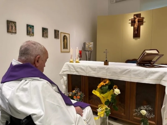 The Vatican had not released any photos of the pope since he was admitted to hospital The Vatican had not released any photos of the pope since he was admitted to hospital