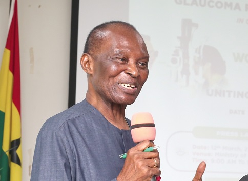 Harrison Abutiate, President, Glaucoma Patients Association of Ghana, giving his welcome address Harrison Abutiate, President, Glaucoma Patients Association of Ghana, giving his welcome address