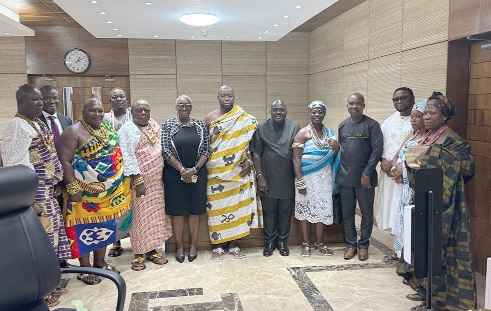 Julius Debrah (6th from right), Togbiga Adama III (7th from right), Marietta Agyeiwaa Brew (4th from left) and some Presidential Staffers with the delegation Julius Debrah (6th from right), Togbiga Adama III (7th from right), Marietta Agyeiwaa Brew (4th from left) and some Presidential Staffers with the delegation