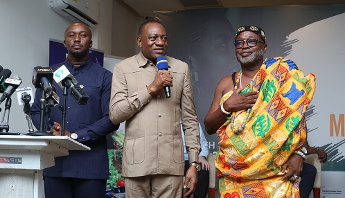 Dr Abdul-Rashid Pelpuo (middle), Minister of Labour, Jobs and Employment; Nii Ahene Nunoo III (right), Abola Mantse, and Malik Basintale (left), CEO, Youth Employment Agency, launching the Ghana Work Abroad Programme. Picture: BENEDICT OBUOBI Dr Abdul-Rashid Pelpuo (middle), Minister of Labour, Jobs and Employment; Nii Ahene Nunoo III (right), Abola Mantse, and Malik Basintale (left), CEO, Youth Employment Agency, launching the Ghana Work Abroad Programme. Picture: BENEDICT OBUOBI