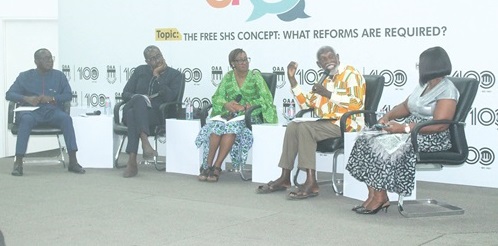 Prof. Stephen Adei (2nd from right), Economist, in a panel discussion with Akwasi Addae-Boahene (left), Chief Technical Advisor, T-TEL; Ace Ankomah (2nd from left), Private Legal Practitioner, and Ewurama Bennin (middle), Education Expert. Moderating is Dzifa Bampoh (right), Journalist. Picture: ERNEST KODZI Prof. Stephen Adei (2nd from right), Economist, in a panel discussion with Akwasi Addae-Boahene (left), Chief Technical Advisor, T-TEL; Ace Ankomah (2nd from left), Private Legal Practitioner, and Ewurama Bennin (middle), Education Expert. Moderating is Dzifa Bampoh (right), Journalist. Picture: ERNEST KODZI