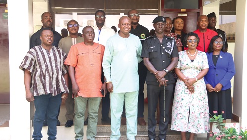 Joseph Bukari Nikpe (3rd from left), Minister of Transport, with Mabel Asi Sagoe (2nd from right), Chief Director; Chief Superintendent Alex Kwaku Obeng (3rd from right), Director of Research and Education, MTTD; Iddisah Yeboah Seidu (2nd from left), Ag Deputy Chief Executive in charge of Operations, DVLA, and some members of the committee. Picture: ELVIS NII NOI DOWUONA Joseph Bukari Nikpe (3rd from left), Minister of Transport, with Mabel Asi Sagoe (2nd from right), Chief Director; Chief Superintendent Alex Kwaku Obeng (3rd from right), Director of Research and Education, MTTD; Iddisah Yeboah Seidu (2nd from left), Ag Deputy Chief Executive in charge of Operations, DVLA, and some members of the committee. Picture: ELVIS NII NOI DOWUONA