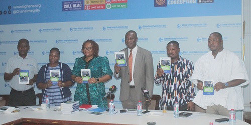Dr Steve Manteaw (left), Stephen Asantilow (3rd from right), Head, Ethics and Compliance Unit, CHRAJ, Mary Awelana Addah (3rd from left), Executive Director, Ghana Integrity Initiative and Transparency International Ghana, and other dignitaries launching the Beneficial Ownership Report. Picture: ERNEST KODZI Dr Steve Manteaw (left), Stephen Asantilow (3rd from right), Head, Ethics and Compliance Unit, CHRAJ, Mary Awelana Addah (3rd from left), Executive Director, Ghana Integrity Initiative and Transparency International Ghana, and other dignitaries launching the Beneficial Ownership Report. Picture: ERNEST KODZI