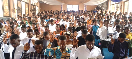 A section of the fresh students taking the matriculation oath A section of the fresh students taking the matriculation oath