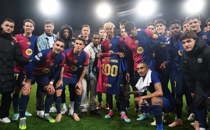 Lamine Yamal celebrated his 100th appearance in Blaugrana, a little over two years since making his debut Lamine Yamal celebrated his 100th appearance in Blaugrana, a little over two years since making his debut