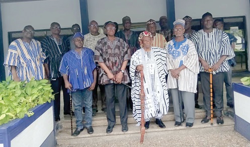 Naa Professor Edmund Nwinyem Delle Chiir VIII (3rd from right), Paramount Chief of the Nandom Traditional Area, with Rear Admiral Godwin Livinus Bessing (4th from right), Chiefs of Naval Staff, Ghana Armed Forces, and some of the sub-chiefs and elders after the meeting Naa Professor Edmund Nwinyem Delle Chiir VIII (3rd from right), Paramount Chief of the Nandom Traditional Area, with Rear Admiral Godwin Livinus Bessing (4th from right), Chiefs of Naval Staff, Ghana Armed Forces, and some of the sub-chiefs and elders after the meeting