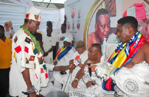 • Gbese Mantse Nii Ayi Bonte II (second right) speaking during the ceremony in the presence of some leading members of the club • Gbese Mantse Nii Ayi Bonte II (second right) speaking during the ceremony in the presence of some leading members of the club