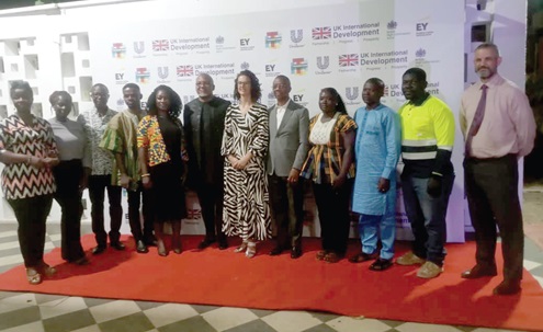 Harriet Thompson (arrowed), British High Commissioner, with the invited guests at the awards ceremony Harriet Thompson (arrowed), British High Commissioner, with the invited guests at the awards ceremony