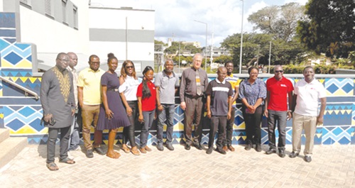 Dr Robert Gish (6th from right) and Dr Amoako Duah of the University of Ghana medical Centre (5th from right) with other stakeholders after the lectures