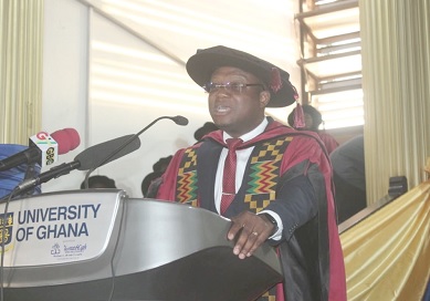 Prof. Nicholas Tete Kwaku Dzifa Dayie, International Programmes Cordinator, College of Health Sciences, UG, delivering the lecture.  Picture: ERNEST KODZI 