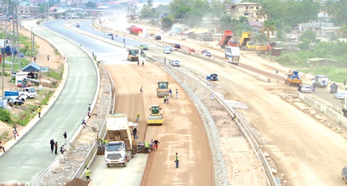 A section of the  ongoing Pokuase-Nsawam Highway project