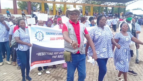 Members of TEWU taking part in the parade in Bolgatanga Members of TEWU taking part in the parade in Bolgatanga