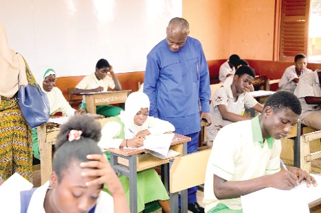 Dr. William Tsekpo, Municipal Director of Education for Ayawaso East, during a visit to the Kanda Cluster of Schools Picture: CALEB VANDERPUYE