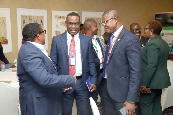Seil Hassan (left), Chief Executive Officer, Institute of Internal Auditors, Tanzania interacting with Dr Eric Oduro Osae (2nd from left), Director-General, Internal Audit Agency after the opening session of the 3rd AFIIA workshop. With them is Joseph Dakora Zumasigee (right), President, Institute of Internal Auditors, Ghana. Picture: SAMUEL TEI ADANO Find solutions to fiscal indiscipline — Oduro-Osae charges Internal Auditors