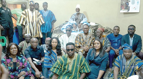The Explorco team with Ya-Na Abukari II (arrowed), Overlord of Dagbon, after the meeting