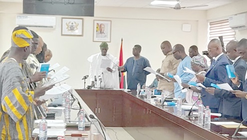 Haruna Iddrisu (arrowed), Minister of Education, swearing in the governing council of the University of Education, Winneba Haruna Iddrisu (arrowed), Minister of Education, swearing in the governing council of the University of Education, Winneba