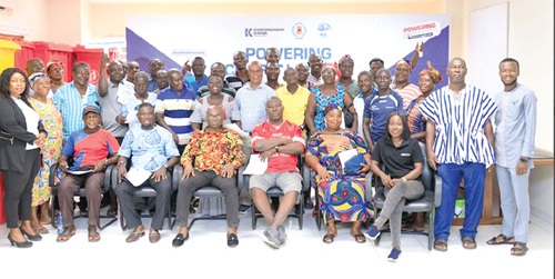 Staff of Karpowership Ghana with fisherfolks from Takoradi after the training
