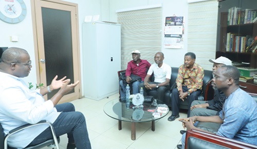 Theophilus Yartey (left), Editor, Graphic, addressing the delegation from the African-Caribbean Manufacturing Limited. Picture: EDNA SALVO KOTEY Theophilus Yartey (left), Editor, Graphic, addressing the delegation from the African-Caribbean Manufacturing Limited. Picture: EDNA SALVO KOTEY