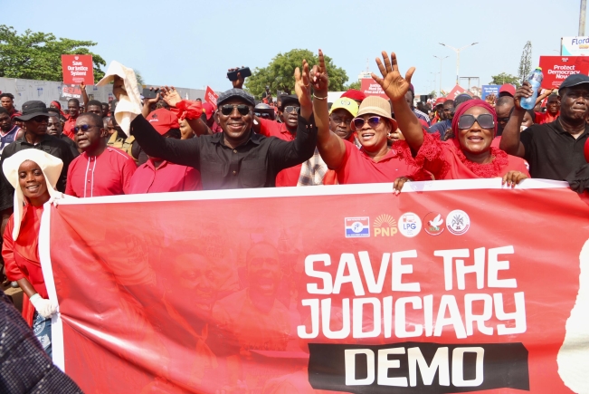 Protesters rally during the Save the Judiciary demonstration in Accra. Picture: ELVIS NII NOI DOWUONA Protesters rally during the Save the Judiciary demonstration in Accra. Picture: ELVIS NII NOI DOWUONA