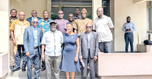 Prof. Kwamena Ahwoi (2nd from left) with Dr Gameli Kewuribe Hoedoafia (left), Executive Secretary, IMCC, and other members of the Legislative Committee Prof. Kwamena Ahwoi (2nd from left) with Dr Gameli Kewuribe Hoedoafia (left), Executive Secretary, IMCC, and other members of the Legislative Committee