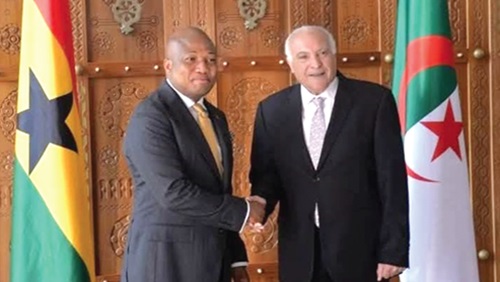 Ahmed Attaf (right), Algerian Minister of State, Minister of Foreign Affairs, National Community Abroad and African Affairs, in a handshake with Samuel Okudzeto Ablakwa, Minister of Foreign Affairs Ahmed Attaf (right), Algerian Minister of State, Minister of Foreign Affairs, National Community Abroad and African Affairs, in a handshake with Samuel Okudzeto Ablakwa, Minister of Foreign Affairs