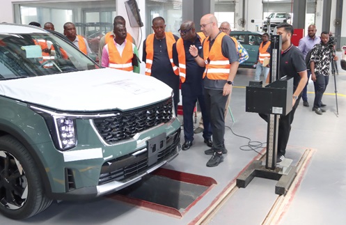 Kassem Odaymat (right), Chief Operating Officer, Rana Motors, explaining a point to Alexander Roosevelt Hottordze (2nd from right), Chairman, Parliamentary Committee on Trade, Industry and Tourism, and some members of the committee during a working visit to the assembly plant in Accra. Picture: ELVIS NII NOI DOWUONA Kassem Odaymat (right), Chief Operating Officer, Rana Motors, explaining a point to Alexander Roosevelt Hottordze (2nd from right), Chairman, Parliamentary Committee on Trade, Industry and Tourism, and some members of the committee during a working visit to the assembly plant in Accra. Picture: ELVIS NII NOI DOWUONA