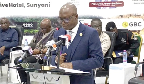 A section of the participants. INSET: Prof. Elvis Asare-Bediako, Vice-Chancellor of the University of Energy and Natural Resources, addressing the participants A section of the participants. INSET: Prof. Elvis Asare-Bediako, Vice-Chancellor of the University of Energy and Natural Resources, addressing the participants